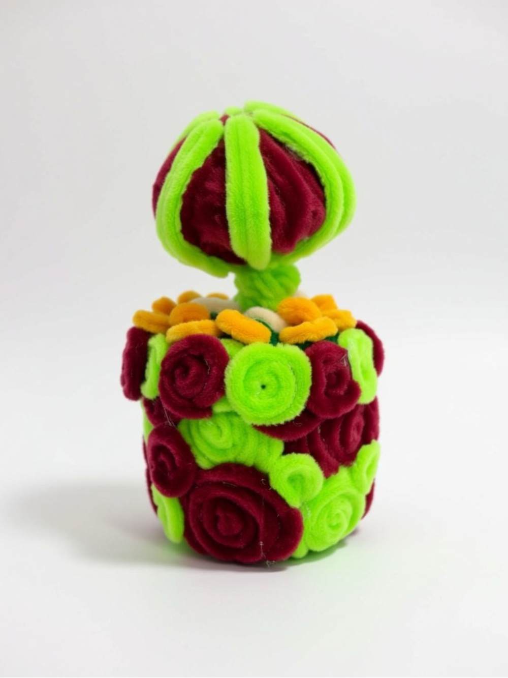 Handmade Felt Floral Topiary - Lime Green & Burgundy